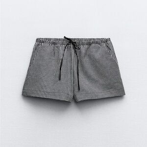 Zara Gingham Satin Ribbon Shorts